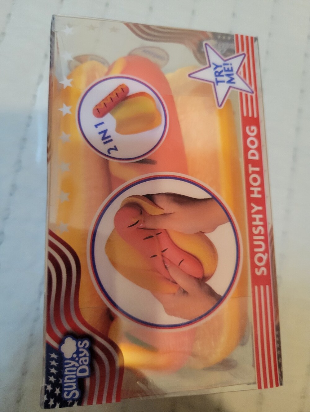 Sunny Days Squishy Hot Dog Toy - Yellow & Pink